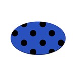 Polka Dots - Black on Cerulean Blue Sticker Oval (10 pack)