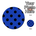 Polka Dots - Black on Cerulean Blue Multi-purpose Cards (Round)