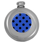 Polka Dots - Black on Cerulean Blue Hip Flask (5 oz)