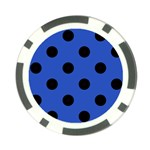 Polka Dots - Black on Cerulean Blue Poker Chip Card Guard (10 pack)
