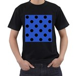 Polka Dots - Black on Cerulean Blue Men s T-Shirt (Black)