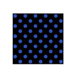 Polka Dots - Cerulean Blue on Black Satin Bandana Scarf