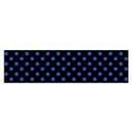 Polka Dots - Cerulean Blue on Black Satin Scarf (Oblong)