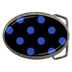 Polka Dots - Cerulean Blue on Black Belt Buckle