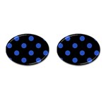 Polka Dots - Cerulean Blue on Black Cufflinks (Oval)