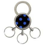 Polka Dots - Cerulean Blue on Black 3-Ring Key Chain
