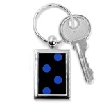 Polka Dots - Cerulean Blue on Black Key Chain (Rectangle)