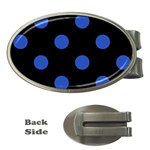Polka Dots - Cerulean Blue on Black Money Clip (Oval)
