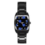 Polka Dots - Cerulean Blue on Black Stainless Steel Barrel Watch