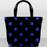 Polka Dots - Cerulean Blue on Black Bucket Bag