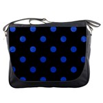 Polka Dots - Cerulean Blue on Black Messenger Bag