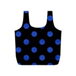 Polka Dots - Cerulean Blue on Black Full Print Recycle Bag (S)