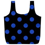 Polka Dots - Cerulean Blue on Black Full Print Recycle Bag (XL)