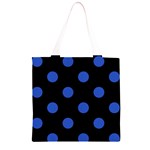 Polka Dots - Cerulean Blue on Black Grocery Light Tote Bag