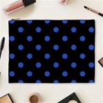 Polka Dots - Cerulean Blue on Black Cosmetic Bag (XL)