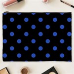 Polka Dots - Cerulean Blue on Black Cosmetic Bag (XXXL)