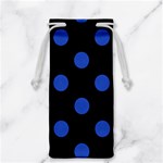 Polka Dots - Cerulean Blue on Black Jewelry Bag
