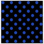 Polka Dots - Cerulean Blue on Black Canvas 12  x 12 