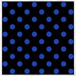Polka Dots - Cerulean Blue on Black Canvas 16  x 16 