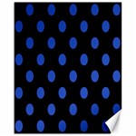 Polka Dots - Cerulean Blue on Black Canvas 16  x 20 