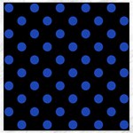 Polka Dots - Cerulean Blue on Black Canvas 20  x 20 