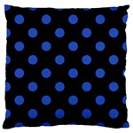 Polka Dots - Cerulean Blue on Black Large Cushion Case (Two Sides)
