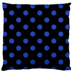 Polka Dots - Cerulean Blue on Black Standard Flano Cushion Case (One Side)