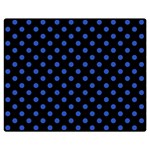 Polka Dots - Cerulean Blue on Black Double Sided Flano Blanket (Medium)