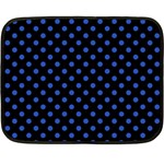 Polka Dots - Cerulean Blue on Black Fleece Blanket (Mini)