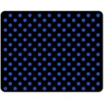 Polka Dots - Cerulean Blue on Black Fleece Blanket (Medium) (One Side)