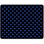 Polka Dots - Cerulean Blue on Black Double Sided Fleece Blanket (Medium) (Two Sides)