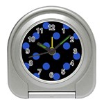 Polka Dots - Cerulean Blue on Black Desk Alarm Clock