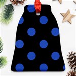 Polka Dots - Cerulean Blue on Black Bell Ornament (Two Sides)