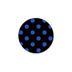 Polka Dots - Cerulean Blue on Black Golf Ball Marker (4 pack)