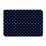 Polka Dots - Cerulean Blue on Black Small Doormat