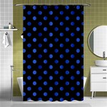 Polka Dots - Cerulean Blue on Black Shower Curtain 48  x 72  (Small)