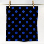 Polka Dots - Cerulean Blue on Black Face Towel
