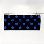 Polka Dots - Cerulean Blue on Black Hand Towel