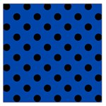 Polka Dots - Black on Cobalt Blue Large Satin Scarf (Square)