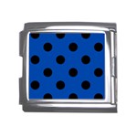 Polka Dots - Black on Cobalt Blue Mega Link Italian Charm (18mm)