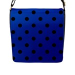 Polka Dots - Black on Cobalt Blue Flap Closure Messenger Bag (L)