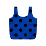 Polka Dots - Black on Cobalt Blue Full Print Recycle Bag (S)