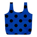 Polka Dots - Black on Cobalt Blue Full Print Recycle Bag (L)