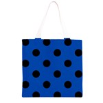 Polka Dots - Black on Cobalt Blue Grocery Light Tote Bag