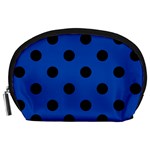 Polka Dots - Black on Cobalt Blue Accessory Pouch (Large)