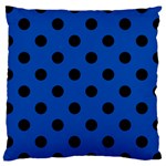 Polka Dots - Black on Cobalt Blue Large Cushion Case (One Side)