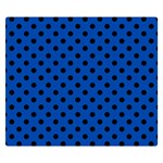 Polka Dots - Black on Cobalt Blue Double Sided Flano Blanket (Small)