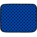 Polka Dots - Black on Cobalt Blue Fleece Blanket (Mini)