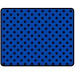 Polka Dots - Black on Cobalt Blue Fleece Blanket (Medium) (One Side)