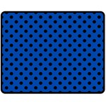 Polka Dots - Black on Cobalt Blue Double Sided Fleece Blanket (Medium) (Two Sides)
